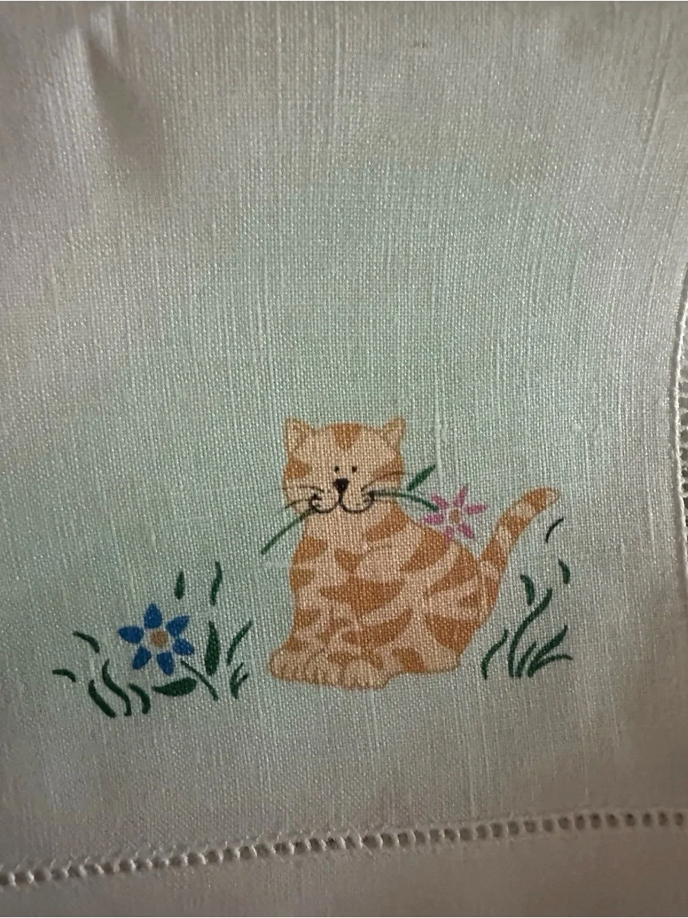 Cat Themed Linen Cloth Napkin Set of 8- Classic Home Dining- NEW in packaging